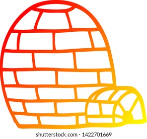 warm gradient line drawing of a cartoon ice igloo