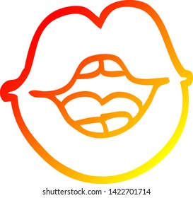 warm gradient line drawing of a cartoon red lips
