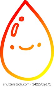 warm gradient line drawing of a cartoon raindrop