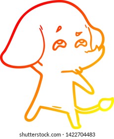 warm gradient line drawing of a cartoon elephant remembering