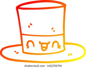 desenho de linha gradiente quente de um chapéu de desenho animado