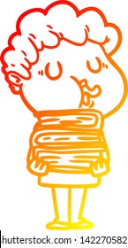 warm gradient line drawing of a cartoon man singing