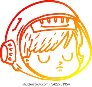 warm gradient line drawing of a cartoon astronaut face