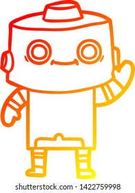 desenho de linha gradiente quente de um robô de desenho animado