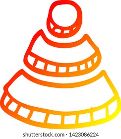 dibujo de línea de gradiente cálido de un wi fi de dibujos animados