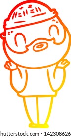 warm gradient line drawing of a cartoon bearded man