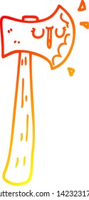 warm gradient line drawing of a cartoon axe