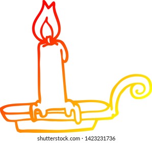 warm gradient line drawing of a cartoon burning candle