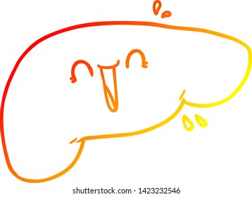 warm gradient line drawing of a cartoon liver