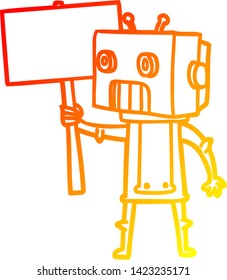 warm gradient line drawing of a cartoon robot