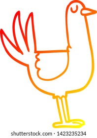 warm gradient line drawing of a cartoon tall bird