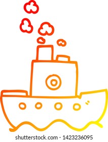 warm gradient line drawing of a cartoon ship