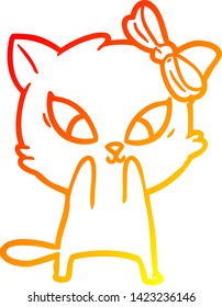 warm gradient line drawing of a cartoon cat