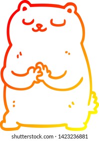 warm gradient line drawing of a cartoon bear