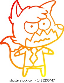 warm gradient line drawing of a cartoon annoyed fox