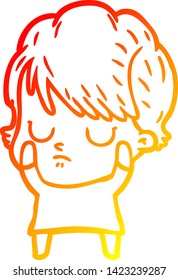 warm gradient line drawing of a cartoon woman