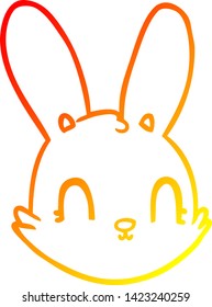 desenho de linha gradiente quente de um desenho animado coelho face