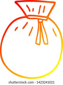 warme Farbverlauf-Linie Zeichnung eines Cartoon-Sack