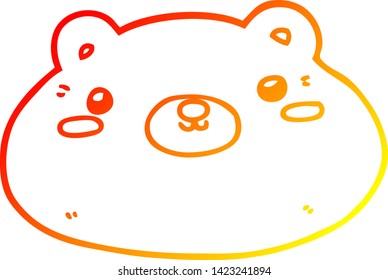 warm gradient line drawing of a cartoon bear