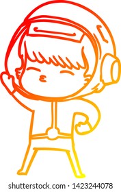 warm gradient line drawing of a cartoon astronaut