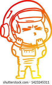 warm gradient line drawing of a cartoon stressed astronaut