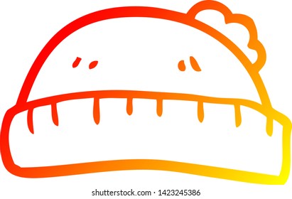 warm gradient line drawing of a cartoon woolly hat