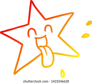 warm gradient line drawing of a cartoon star