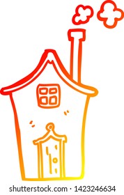warm gradient line drawing of a cartoon house