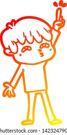 warm gradient line drawing of a cartoon boy asking question