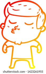 dibujo de línea de gradiente cálido de un tipo de modelo de dibujos animados puliendo