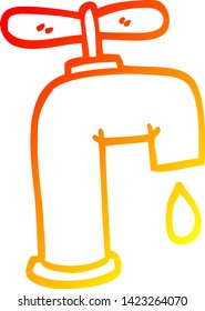 warm gradient line drawing of a cartoon dripping faucet