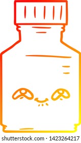 warm gradient line drawing of a cartoon pill jar