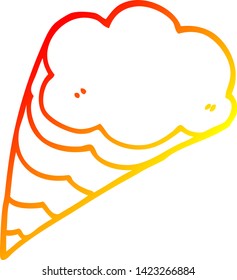 warm gradient line drawing of a cartoon decorative cloud