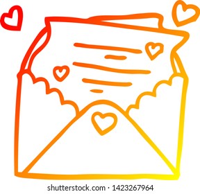 warm gradient line drawing of a cartoon love letter