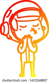 warm gradient line drawing of a cartoon confident astronaut