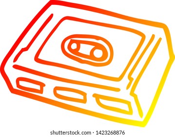 warm gradient line drawing of a cartoon retro tape cassette