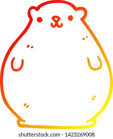 warm gradient line drawing of a cartoon bear