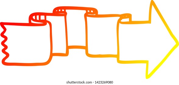 warm gradient line drawing of a cartoon banner arrow