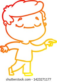 warm gradient line drawing of a cartoon peaceful man