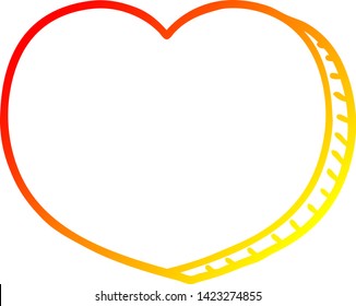 warm gradient line drawing of a cartoon love heart