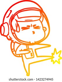 warm gradient line drawing of a cartoon stressed astronaut