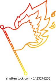 warm gradient line drawing of a cartoon burning flag