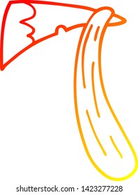 warm gradient line drawing of a cartoon bloody axe