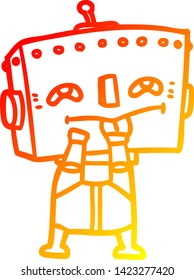 warm gradient line drawing of a cartoon robot