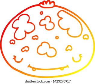dibujo de línea de gradiente cálido de un squash de caricatura