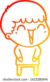 warme Farbverlauf-Linie Zeichnung eines Cartoon glücklichen Mann
