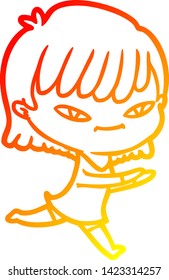 dibujo de línea de gradiente cálido de una mujer caricaturista