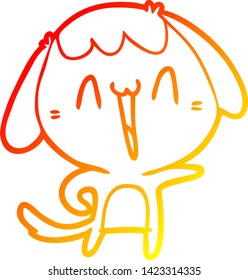 warm gradient line drawing of a cartoon laughing dog