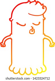 dibujo de línea de gradiente cálido de una caricatura fantasma lindo