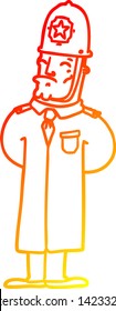 warm gradient line drawing of a cartoon policeman